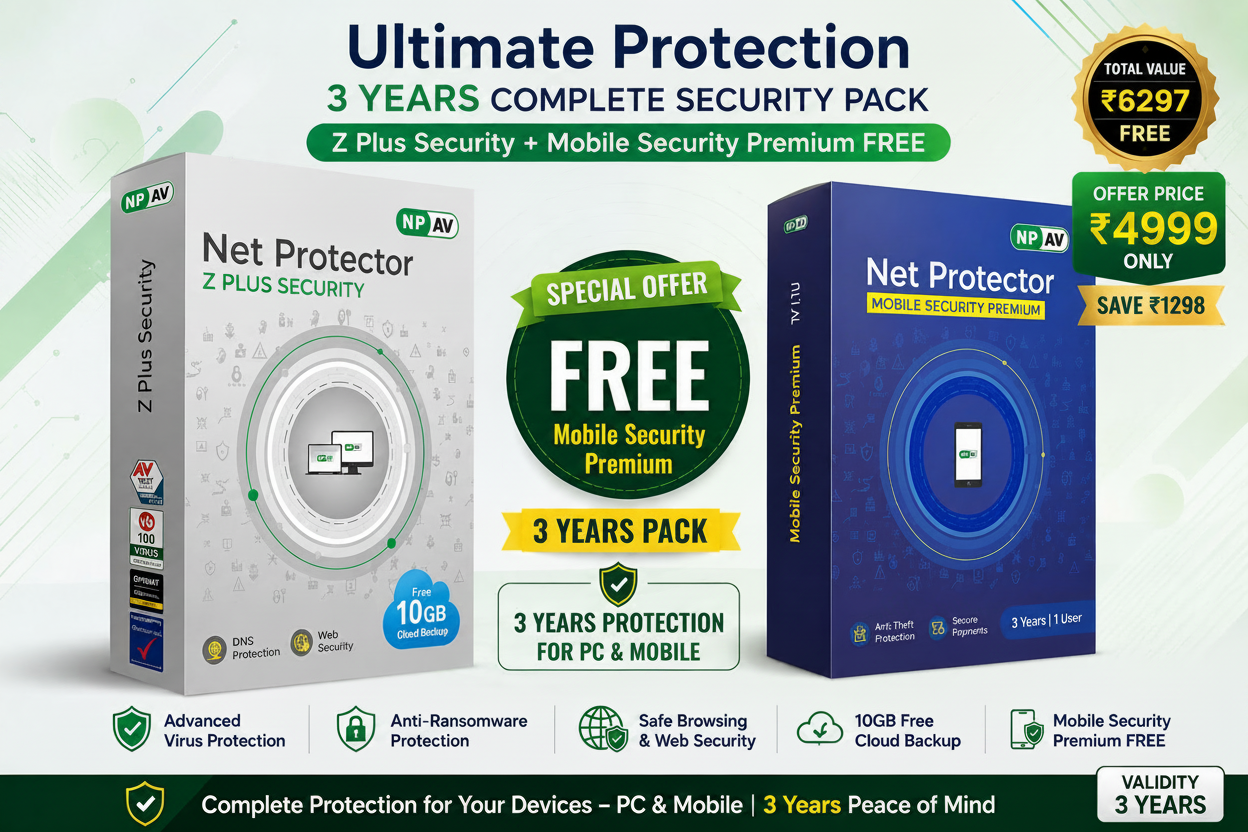 Net Protector Z Plus Security (3 Years) + Mobile Security Premium FREE (3 Years)